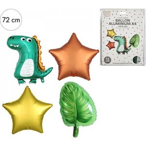 folie ballonnen Dino Dinosaurus helium 4 stuks