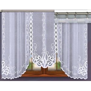 Anouk Gordijn 300 x 160 cm - Curtains - Jacquard vitrage met paneel - wit - 300 x 160 cm