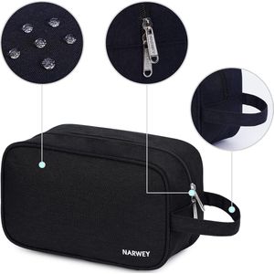 Reistoilettas voor mannen en vrouwen, reis Dopp-kit scheertas voor toiletartikelen en accessoires (zwart)