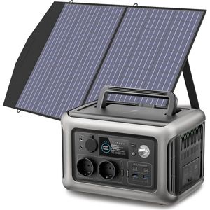 Overeem products powerstation - draagbare powerstation met zonnepaneel - 100w zonnepaneel - draadloze oplader - 9 outputs
