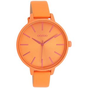 OOZOO Timepieces - Neon oranje OOZOO horloge met neon oranje leren band - C11187