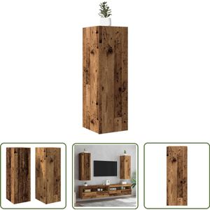 The Living Store Tv-meubelen 2 st 30,5x30x90 cm bewerkt hout oud houtkleurig - Tv-meubilair - Tv-standaard - Houten Tv-meubel - Vintage Tv-meubel - Salontafel