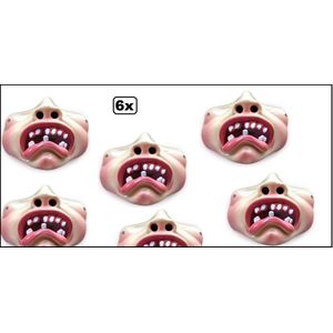 6x Halfmasker bolle wangen met tandjes treurig - Fun thema feest verjaardag festival halloween party