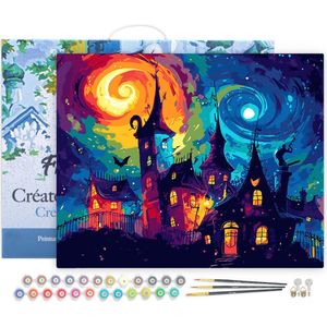 Figured'Art Schilderen op Nummer Volwassenen met lijst Fantasiekasteel - Handwerk acrylverf Kit DIY Compleet - 40x50cm Canvas al ingelijst