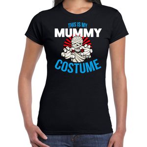 Verkleed t-shirt mummy costume zwart voor dames - Halloween kleding L