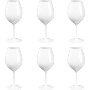8x Witte of rode wijn wijnglazen 51 cl/510 ml van onbreekbaar wit kunststof - herbruikbaar