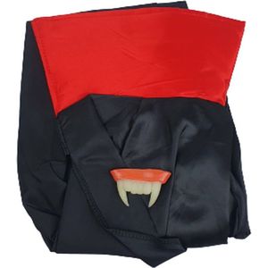 Verkleedset Dracula - Rood / Zwart - Kunststof - One Size Kids - Vanaf 6 jaar - Verkleden - Feest - Party - Verkleedset