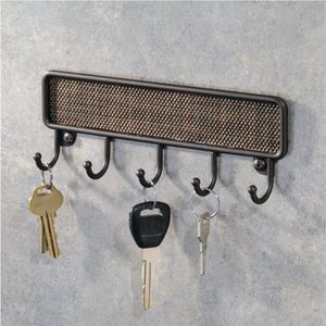 Sleutelhouder voor wandmontage, met 5 haken voor sleutels, bronskleurig