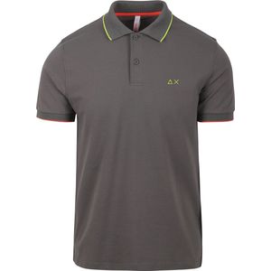 Sun68 - Poloshirt Small Stripe Collar Antraciet - Modern-fit - Heren Poloshirt Maat L