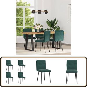 vidaXL Eetkamerstoelen 4 st fluweel donkergroen Eettafelstoel - Eetkamerstoel - Velours Stoel - Donkere Stoel - Zwarte Stoel