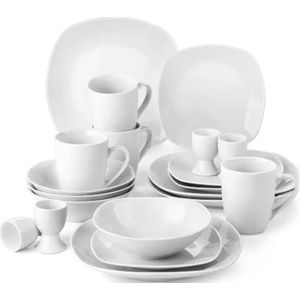 Grandiose Serviesset – 4 persoons – Wit Keramisch – Dinerborden – Breakfast Plates