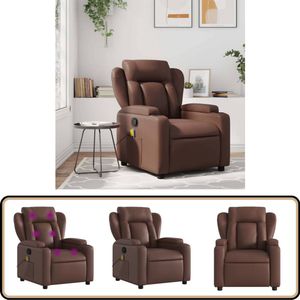 vidaXL Massagestoel - Verstelbaar - Kunstleer - Bruin Massagestoel - Ergonomische Stoel - Relaxstoel - Lounge Stoel - Lederlook Stoel