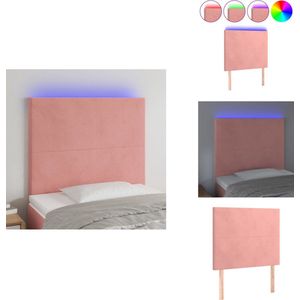 vidaXL Hoofdbord - Hoofdborden - Hoofdeinde - Houten Hoofdbord - Hoofdbord LED 80x5x118/128 cm fluweel roze