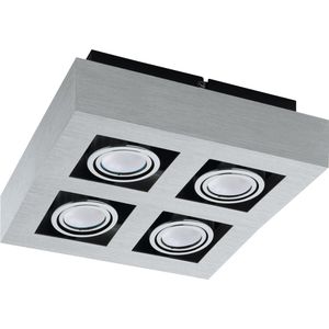 EGLO Loke 1 - Opbouwlamp - 4 Lichts - Aluminium-Geborsteld, Chroom, Zwart