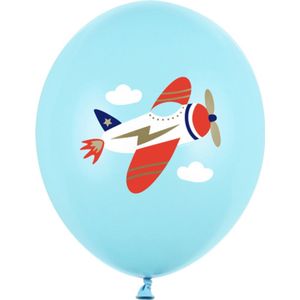 Partydeco - Partydeco ballonnen - Vliegtuig licht blauw (50 stuks)