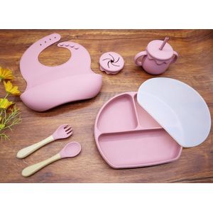 Siliconen Kinderservies Met Zuignap - Baby Eet Set - Baby Servies - Bestek Baby - Baby eten - Kraamcadeau - Babyshower -Roze