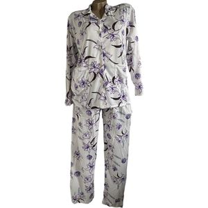 Dames Katoenen Pyjama 2038 180GSM Double Jersey L wit/paars