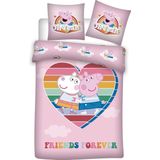 Peppa Pig Dekbedovertrek Hart - Eenpersoons - 140 x 200 cm - Multi