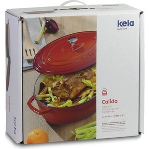 Braadpan Gietijzer Ovaal Rood, 36 cm x 29 cm- Kelas-sCalido