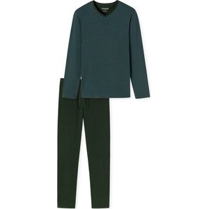 Schiesser 95/5 Heren Pyjama V-hals Gestreept Petrol