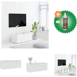 vidaXL Tv-meubel 80x34x30 cm spaanplaat wit - Kast - Inclusief Houtreiniger en verfrisser