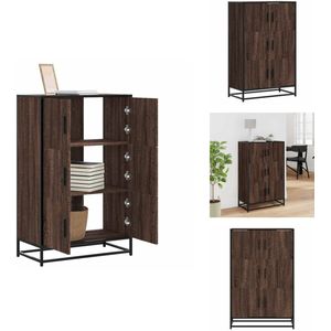 vidaXL Hoge Kast - Hoge Kasten - Zijkast - Highboard - Hoge kast 68x35x106,5cm bewerkt hout en metaal bruin eikenkleur
