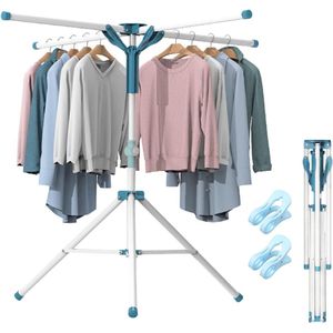 DailySupplies® Droogmolen met Voet voor Camping & Thuis - Wasrek Staand - Droogrek Inklapbaar - Wit