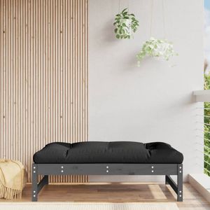 The Living Store Tuinvoetenbank 120x80 cm massief grenenhout grijs - Tuin Bank - Voetenbank - Lounge Set - Outdoor Furniture - Teak Hout