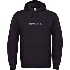 Hoodie Zwart XL - nummer 14 - grijs - soBAD. - hoodie unisex - hoodie man - hoodie vrouw - kleding - voetbalheld - legende - voetbal