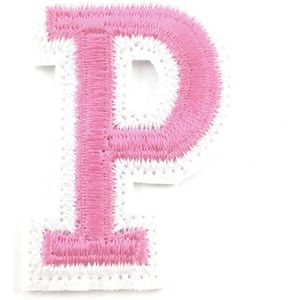 Alfabet Strijk Letter Embleem Patches Roze Wit Letter P / 3.5 cm / 4.5 cm