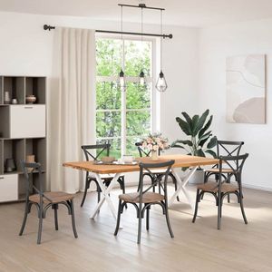 The Living Store Eettafel rechthoekig 200x100x74 cm massief eikenhout lichtbruin - Eetkamertafel - Houten Tafel - Oak Wood Tafel - Salontafel - Grote Tafel