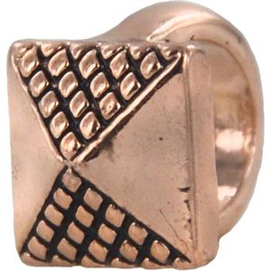 Quiges - Rosé goudkleurige Aanschuif Charm Bedel Cubic Design voor Quiges Wikkelarmbanden - EHC086