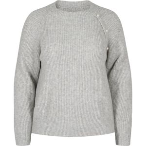 ZIZZI MCOMFY, L/S, PEARL PULLOVER Dames Blouse - Grey - Maat XL (54-56)