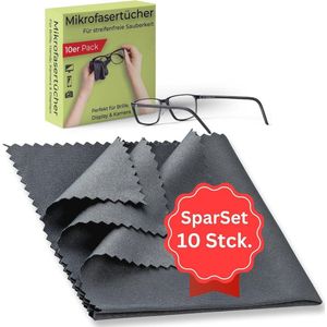 10 Microvezel Brillenpoetsdoeken - Streepvrij Schoonmaken voor Brillen, Smartphones, Tablets en Meer