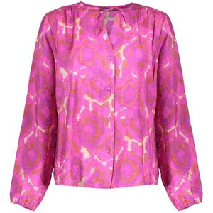 Geisha Blouse Glanzende Blouse Met Grafisch Patroon 53622 20 Pink/off White Dames Maat - XS