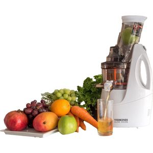 Vierkenzs Elite 1800B slowjuicer wit, 0,5 l, 10 jaar garantie op de motor, BPA-vrij, 43 omw/min., incl. 3 zeven.