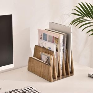 Bureau Mail Organizer 5 Slots File Paper Holder Houten Desktop Document Letter Houder voor Thuis Kantoor Geel Bruin.