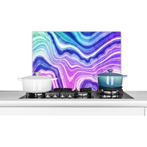 Spatscherm keuken 70x50 cm - Kookplaat achterwand Neon - Agaat - Geode - Edelsteen - Muurbeschermer - Spatwand fornuis - Hoogwaardig aluminium