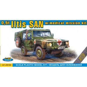 ACE Modelbouwpakket Auto - 35103 Volkswagen Iltis 0,5t Licht Vrachtvoertuig - 4x4 Iltis SAN met Medische Missiekit Plastic - 1:35