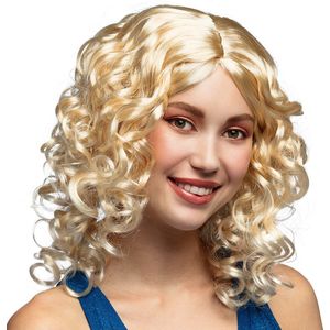 Boland - Pruik Cocktail blond Blond - Krullen - Halflang - Vrouwen - Showgirl -