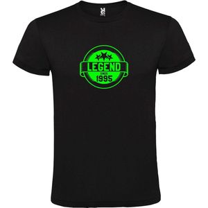 Zwart T-Shirt met “Legend sinds 1995 “ Afbeelding Neon Groen Size XXXL