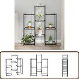 vidaXL Bloemenstandaard - 83x25x100 cm - IJzer - Zwart Bloemenstandaard - Plantendrager - Hoekenplank - Zwarte Plantenstandaard - Metalen Plantenstandaard