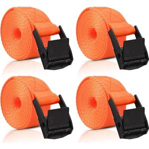 Spanbanden met ratel verstelbaar 25 m x 25 mm - 4 stuks voor fiets motorfiets bagagepakketten Spanbanden met ratel