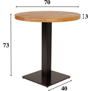 Dimehouse Bistrotafel Rond - 70 x 70 cm - Metaal - Mangohout - Eettafel