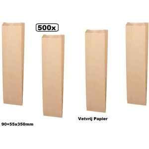 500x Grillzakken Nature Kraft 90+55x350mm bruin- gril kip panini brood zak warm snacks