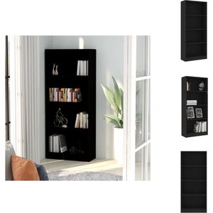 vidaXL Boekenkast - Zwart - 60 x 24 x 142 cm - 4 open schappen - Kast