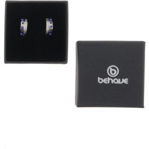 Behave Clipoorbellen - oorclips - zilver kleur - met blauwe steentjes - 1.5 cm