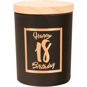 Geurkaars - Black/Rose - Happy Birthday - 18 jaar - In cadeauverpakking