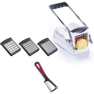 Frietsnijder set Easy Stix met aardappelschilmesje en 3 snijramen - Roestvrij staal en kunststof Frietsnijder