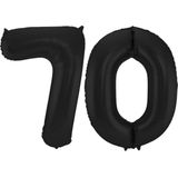 Folat Folie ballonnen - 70 jaar cijfer - zwart - 86 cm - leeftijd feestartikelen